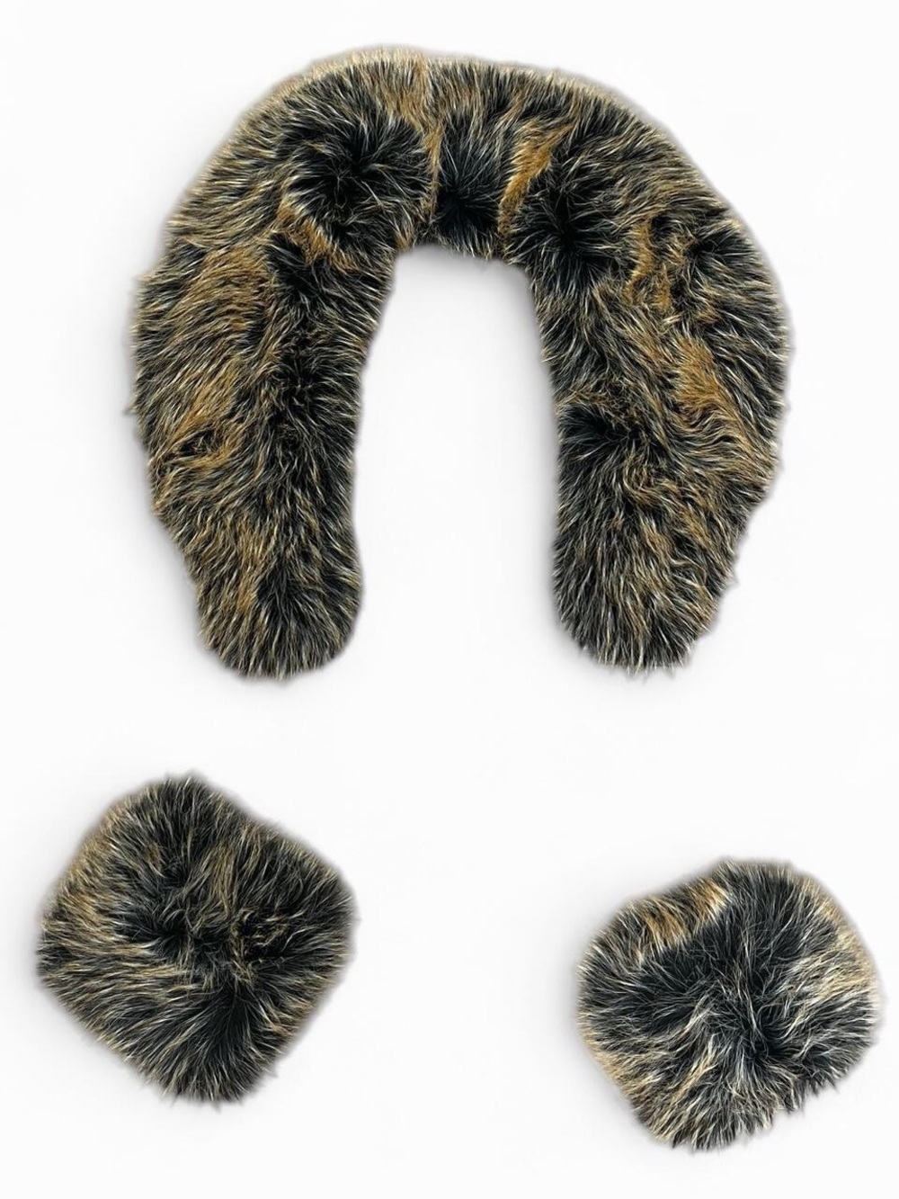 Y2K Faux Fur Collar & Cuff Set Brown Black Alt Opium
